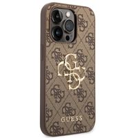 Guess 4G Metal Logo Back Cover für das iPhone 15 Pro - Braun