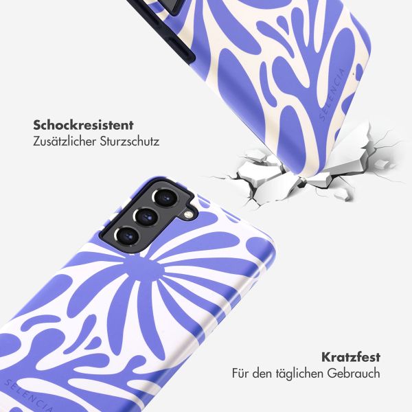 Selencia Vivid Tough Back Cover für das Samsung Galaxy S21 FE - Modern Bloom Sapphire Blue