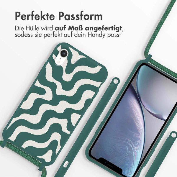 imoshion Silikonhülle design mit Band für das iPhone Xr - Petrol Green Groovy