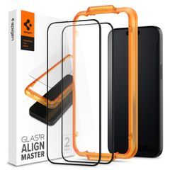 Spigen AlignMaster Full Cover Screen Protector 2-Pack für das iPhone 15 Pro - Schwarz