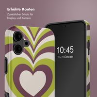 Selencia Vivid Tough Back Cover MagSafe für das iPhone 16 - Double Hearts Plum Fern