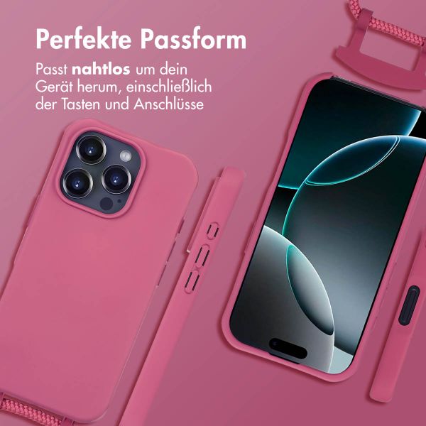 imoshion Color Backcover mit abnehmbarem Handykette und MagSafe Apple iPhone 16 Pro - Raspberry