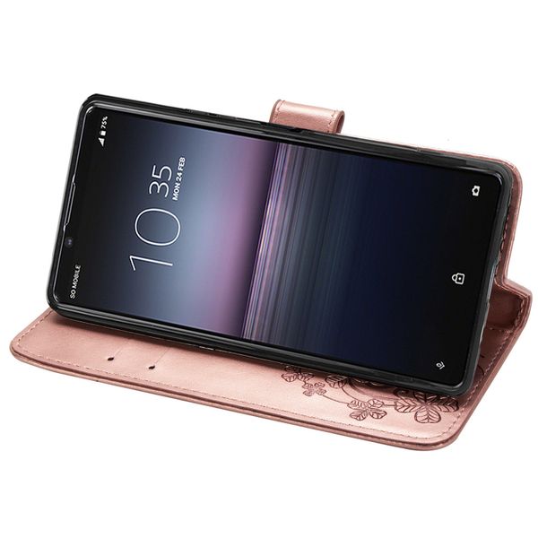 Kleeblumen Klapphülle Roségold für das Sony Xperia 1 II