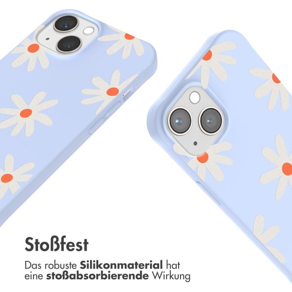 imoshion Silikonhülle design mit Band für das iPhone 13 - Lila Flower Distance