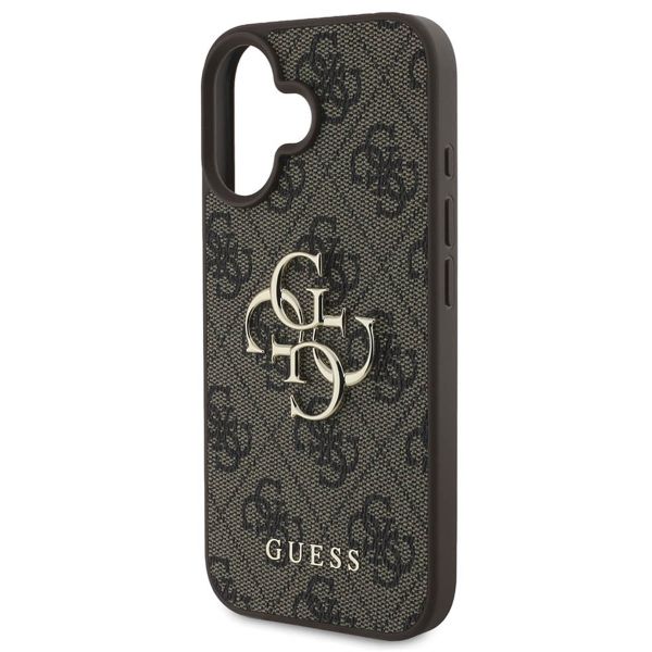 Guess 4G Metal Logo Back Cover für das iPhone 16 - Braun