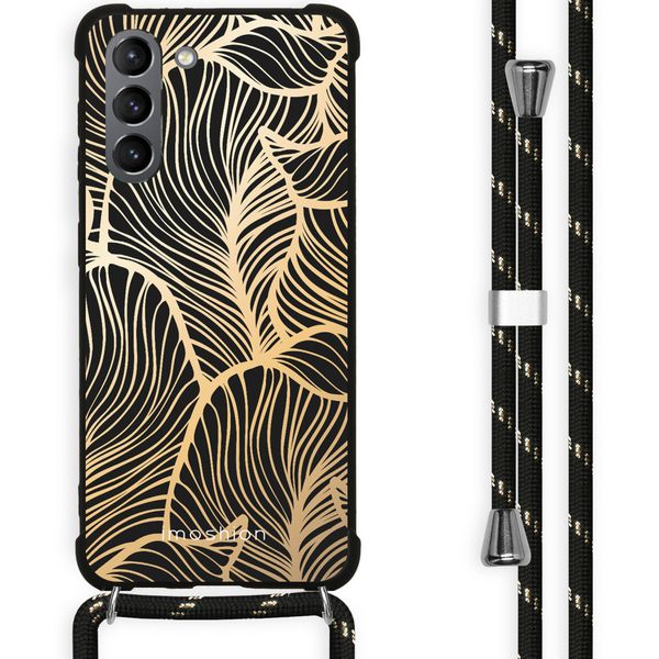 imoshion Design Hülle mit Band für das Samsung Galaxy S21 Plus - Golden Leaves