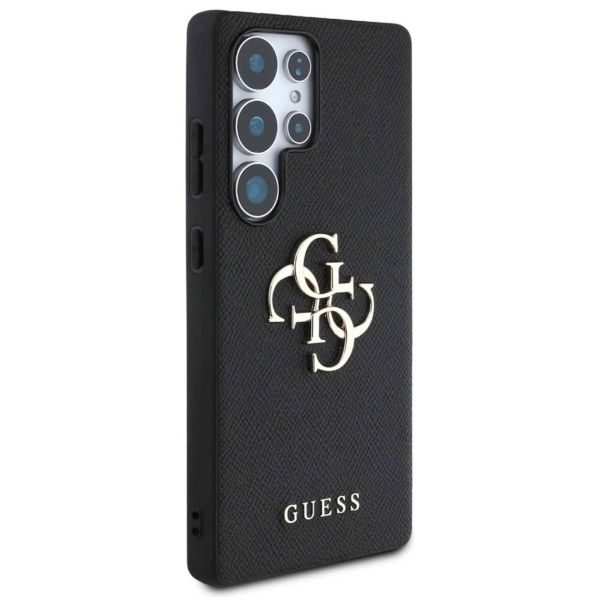 Guess 4G Metal Logo Saffiano Backcover Samsung Galaxy S25 Ultra - Schwarz