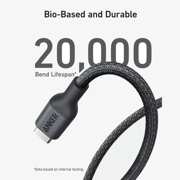 Anker 543 USB-C zu USB-C Kabel - Bio-Basiert - 140 Watt - 0,9 Meter - Schwarz