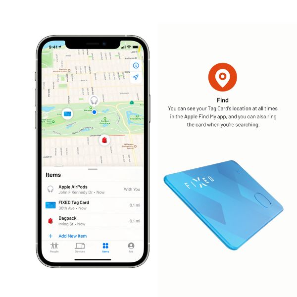 Fixed Tag Card - Bluetooth Tracker für iOS - Blau