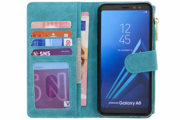 Türkise Luxuriöse Portemonnaie-Klapphülle Samsung Galaxy A8 (2018