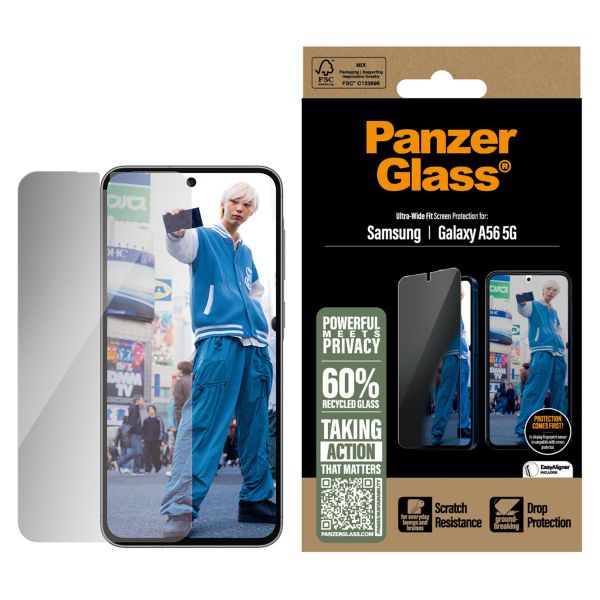 PanzerGlass Ultra Wide Fit Antibakterieller Screen Protector mit Sichtschutz inkl. Applikator Samsung Galaxy A56