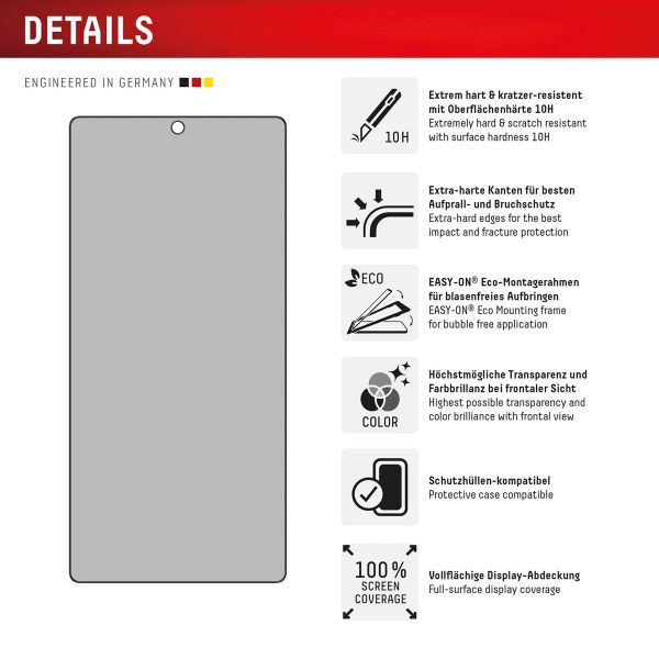 Displex Displayschutz aus gehärtetem Glas Privacy für das Samsung Galaxy S25 Ultra