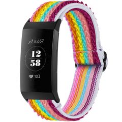 imoshion Elastisches Nylonarmband für das  Fitbit Charge 3 / 4 - Rainbow