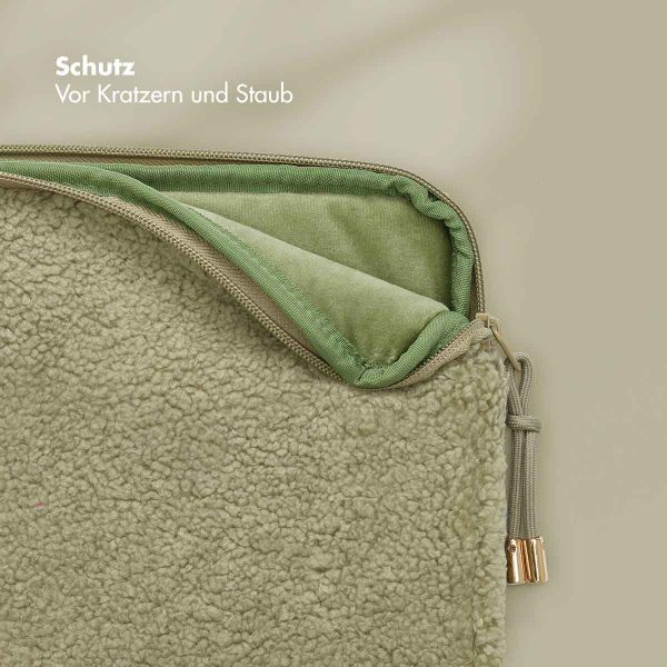 Selencia Teddy Laptop Hülle 13-14 Zoll - Laptop Sleeve - Sage Green