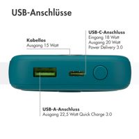 imoshion MagSafe Powerbank - 10.000 mAh - Kabellose Powerbank - Petrolgrün