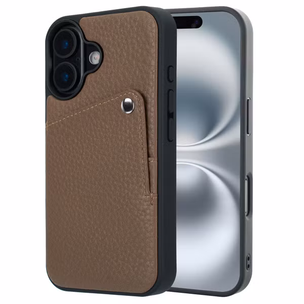 Selencia Riva Back Cover mit Kartenfach Apple iPhone 16 - Mocha Brown