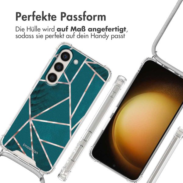 imoshion Design Hülle mit Band Samsung Galaxy S23 - Petrol Green Graphic