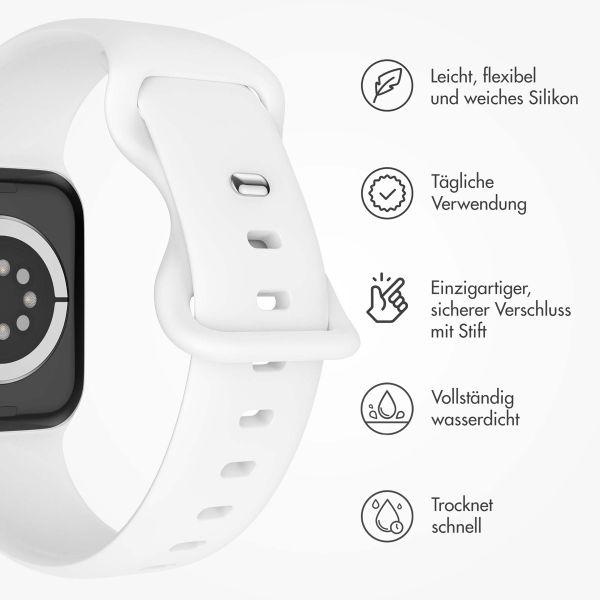 imoshion Silikon-Armband⁺ für  Apple Watch Series 1 t/m 9 / SE (38/40/41 mm) | Series 10 / 11 (42 mm) - Größe S/M - Weiß
