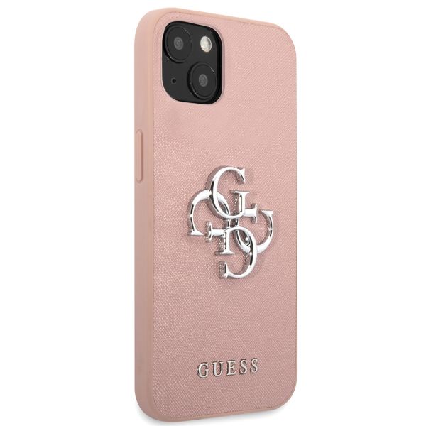 Guess 4G Metal Logo Saffiano Backcover Apple iPhone 13 Mini - Rosa