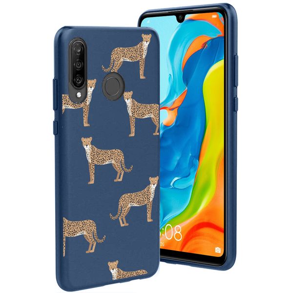 imoshion Design Hülle Huawei P30 Lite - Leopard - Blau