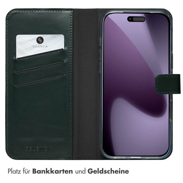 Selencia Echtleder Klapphülle Apple iPhone 17 Pro Max - Grün