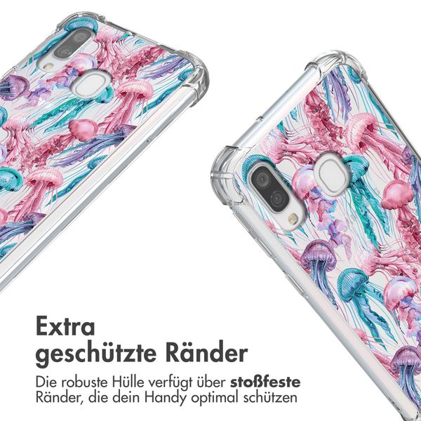 imoshion Design Hülle mit Band für das Samsung Galaxy A40 - Jellyfish Watercolor