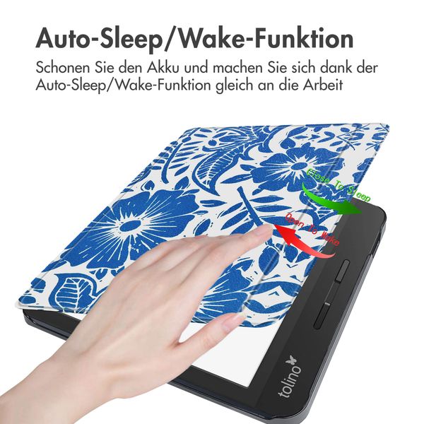 imoshion Design Slim Hard Case Sleepcover mit Stand für das Tolino Vision 5 - Flower Tile