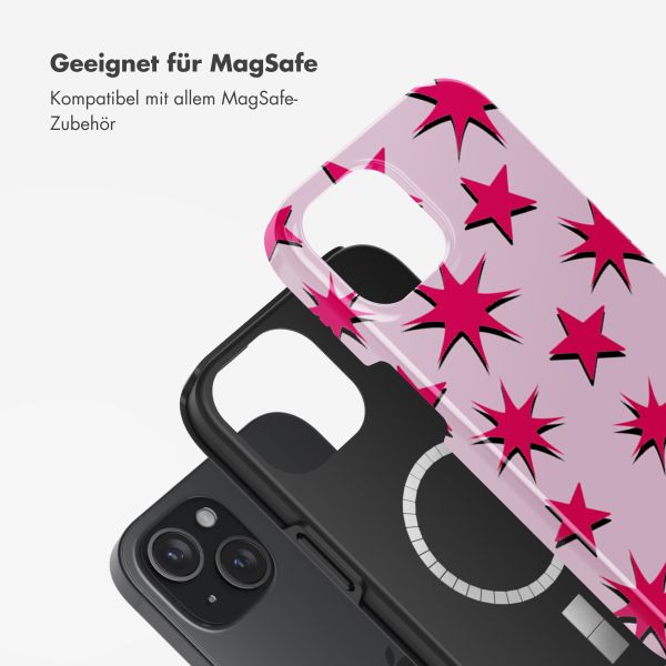 Selencia Vivid Tough Back Cover MagSafe für das iPhone 15 - Stars Rubine Red Light Pink