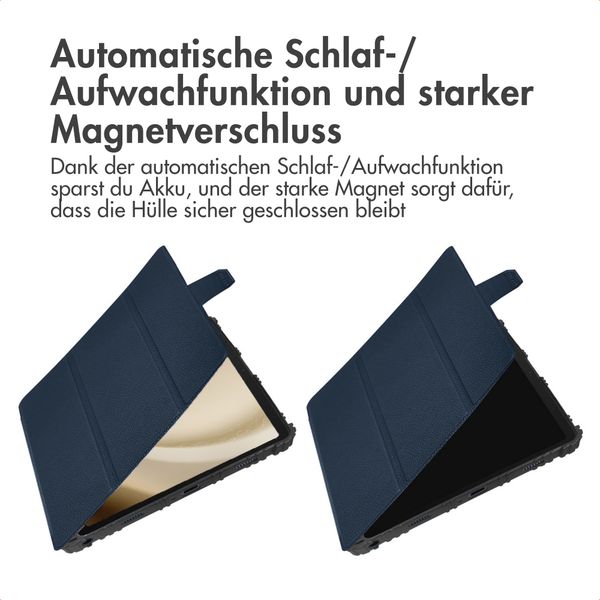 Accezz Rugged Trifold Klapphülle Samsung Galaxy Tab A9 Plus - Dunkelblau