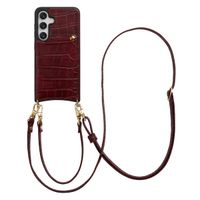 Selencia Nova Croco HandyHülle mit Kordel und Kartenhalter Samsung Galaxy S24 / S25 - Burgundy