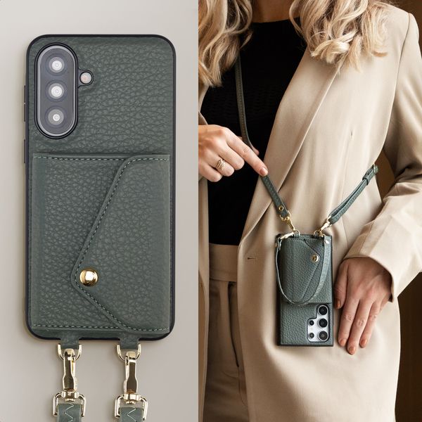 Selencia Sera HandyHülle mit Kordel und Umschlag-Kartenhalter Samsung Galaxy A37 (5G) - Sage Green