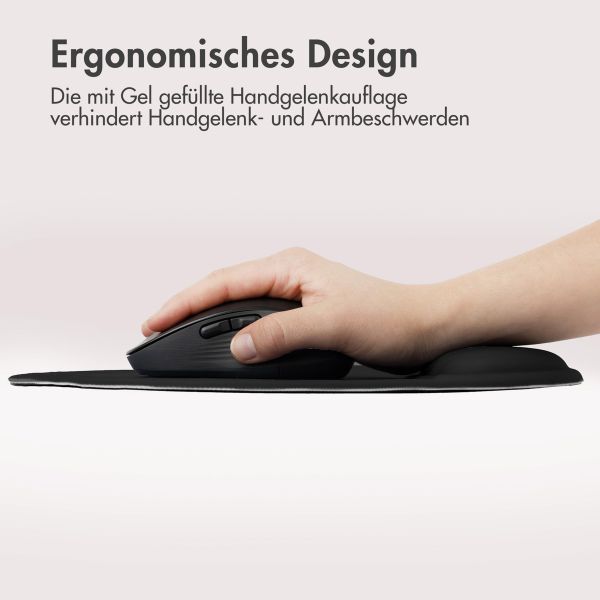 imoshion Ergonomisches Mauspad - Mauspad mit Handgelenkstütze - 30 x 25 cm - Schwarz