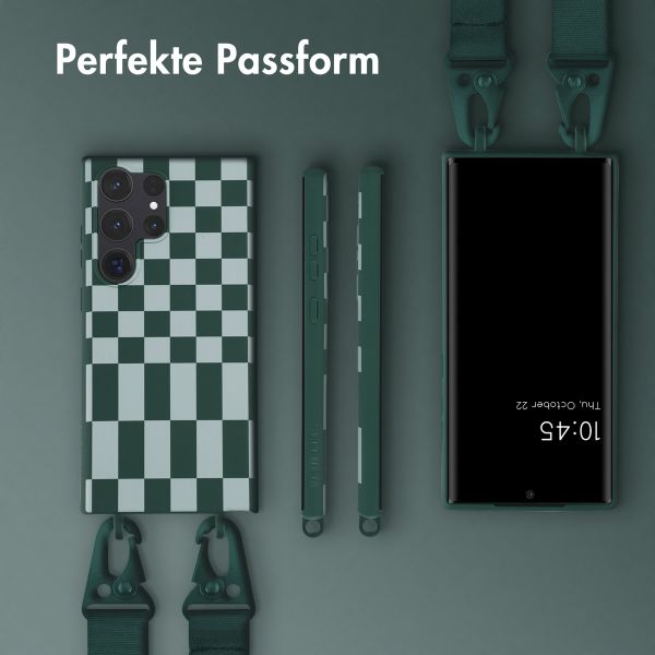 Selencia SilikonHülle design mit abnehmbarem Band Samsung Galaxy S23 Ultra - Irregular Check Green