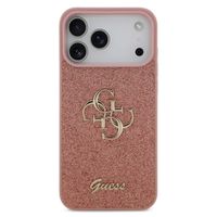Guess 4G Metal Logo Back Cover mit Glitter Apple iPhone 17 Pro - Rosa