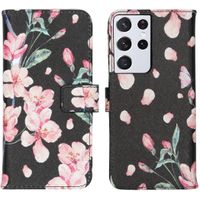 imoshion Design TPU Klapphülle Samsung Galaxy S21 Ultra - Blossom Watercolor Black