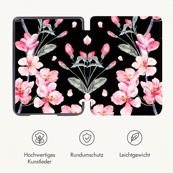 imoshion Design Slim Hard Case Klapphülle Kobo Clara HD - Blossom Watercolor Black