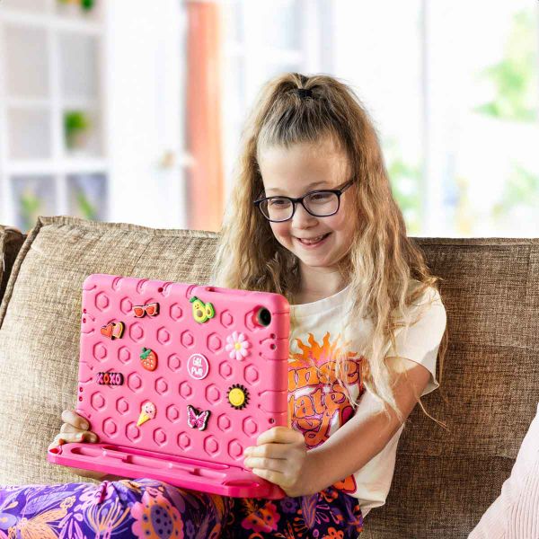 imoshion Kindersichere Schutzhülle mit abnehmbaren Ansteckern Samsung Galaxy Tab A11 Plus / A9 Plus - Rosa