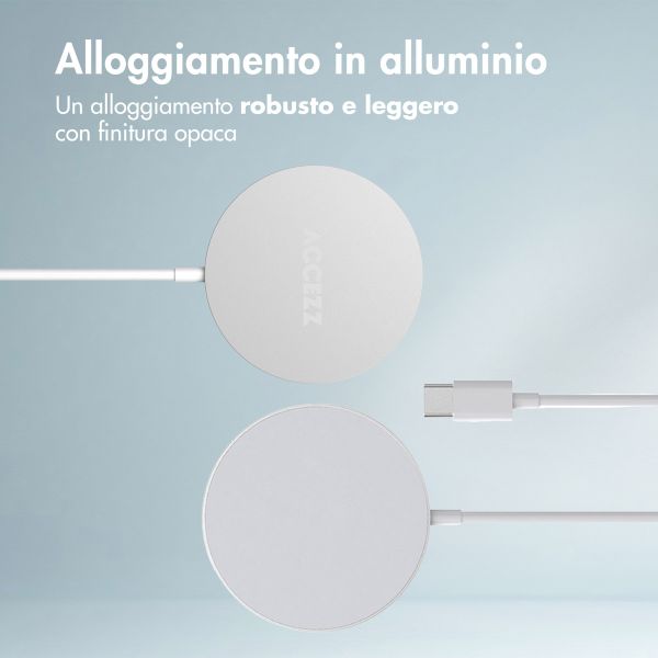 Accezz Wireless Charger USB-C - Drahtloses MagSafe und Qi2-Ladegerät - 1 Meter - Weiß