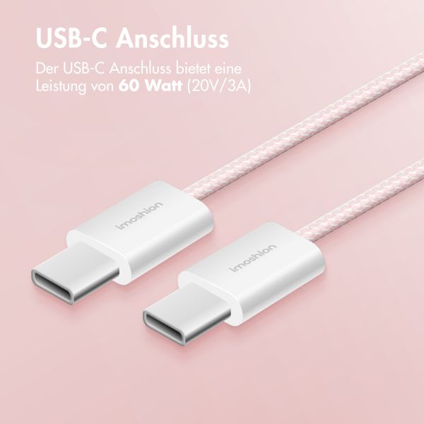 imoshion USB-C-zu-USB-C-Kabel – Geflochten – 2 Meter – Rosa