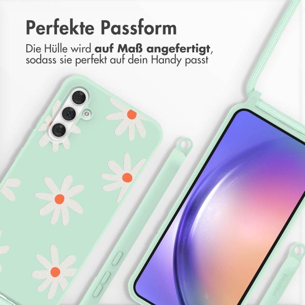 imoshion SilikonHülle design mit Band Samsung Galaxy A54 (5G) - Green Flower Distance