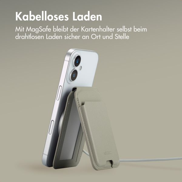 Accezz Leder-Wallet mit Standfunktion - Geeignet für MagSafe und Qi2 - Light Grey