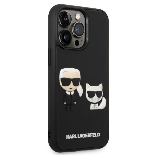 Karl Lagerfeld Karl & Choupette 3D Rubber Hardcase Backcover für das iPhone 14 Pro - Schwarz