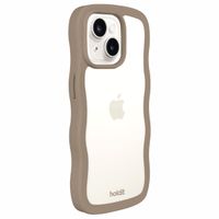 Holdit Wavy Case für das iPhone 14/15 Plus - Mocha Brown / Transparent