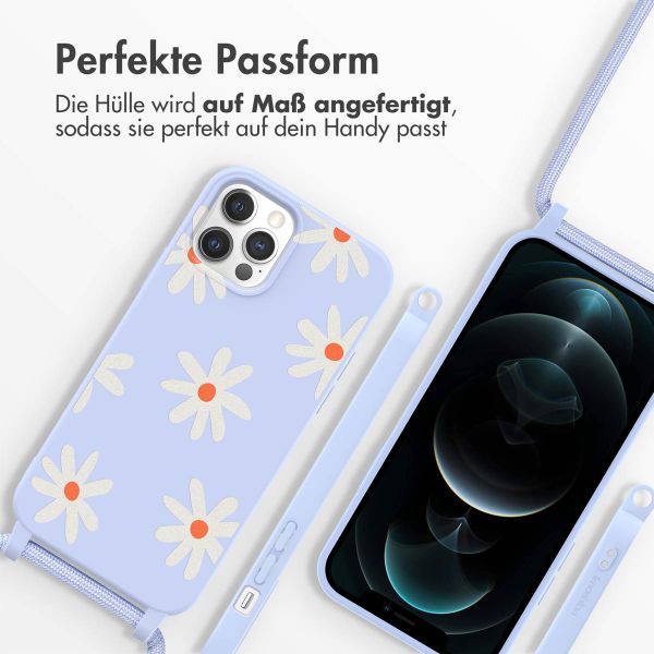 imoshion SilikonHülle design mit Band Apple iPhone 12 (Pro) - Lila Flower Distance
