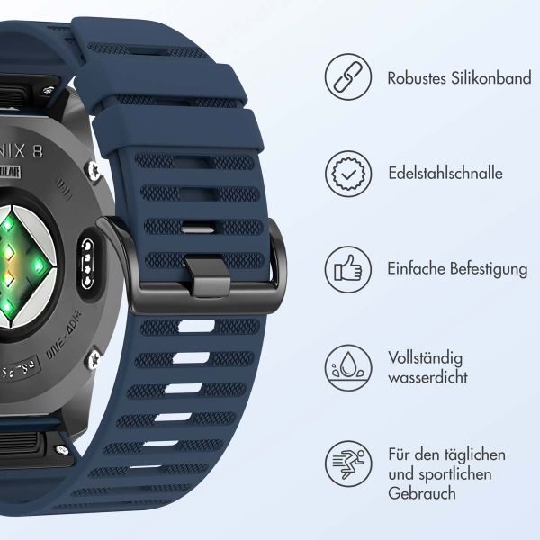 imoshion QuickFit® Silikonarmband Stripe für die Garmin Watch | 26 mm Anschluss - Dunkelblau