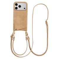 Selencia Nova Croco HandyHülle mit Kordel und Kartenhalter Apple iPhone 18 Pro / 17 Pro - Toasted Almond