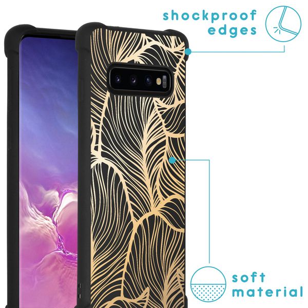 imoshion Design Hülle mit Band für das Samsung Galaxy S10 - Golden Leaves