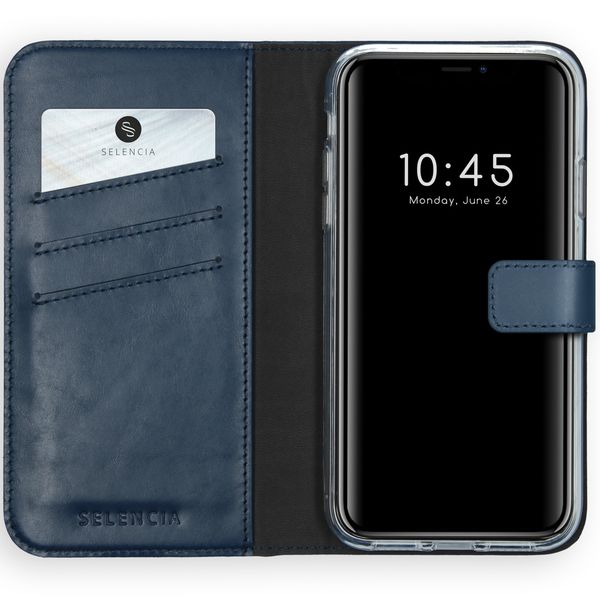 Selencia Echtleder Klapphülle iPhone Xr - Blau