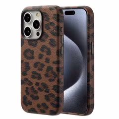 Selencia Sabi Backcover Leopardenmuster mit MagSafe Apple iPhone 15 Pro - Mocha Brown