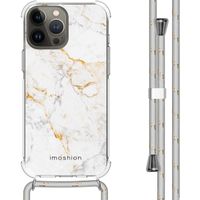 imoshion Design Hülle mit Band für das iPhone 13 Pro Max - White Marble